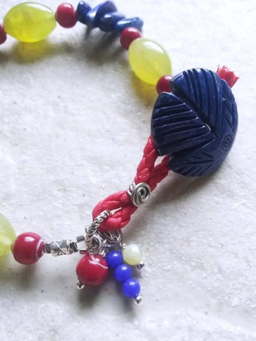 Handmade! Button & Loop Bracelet! Chunky Eclectic Bold Semi-Precious Stone Beads